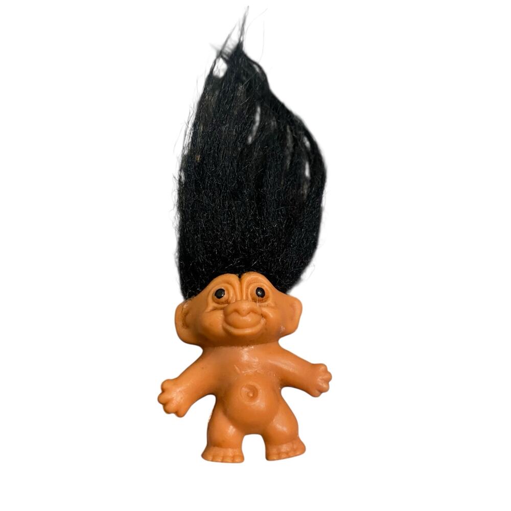 Vintage 4" Tall DAM THINGS Troll Doll Pencil Topper with Black Hair